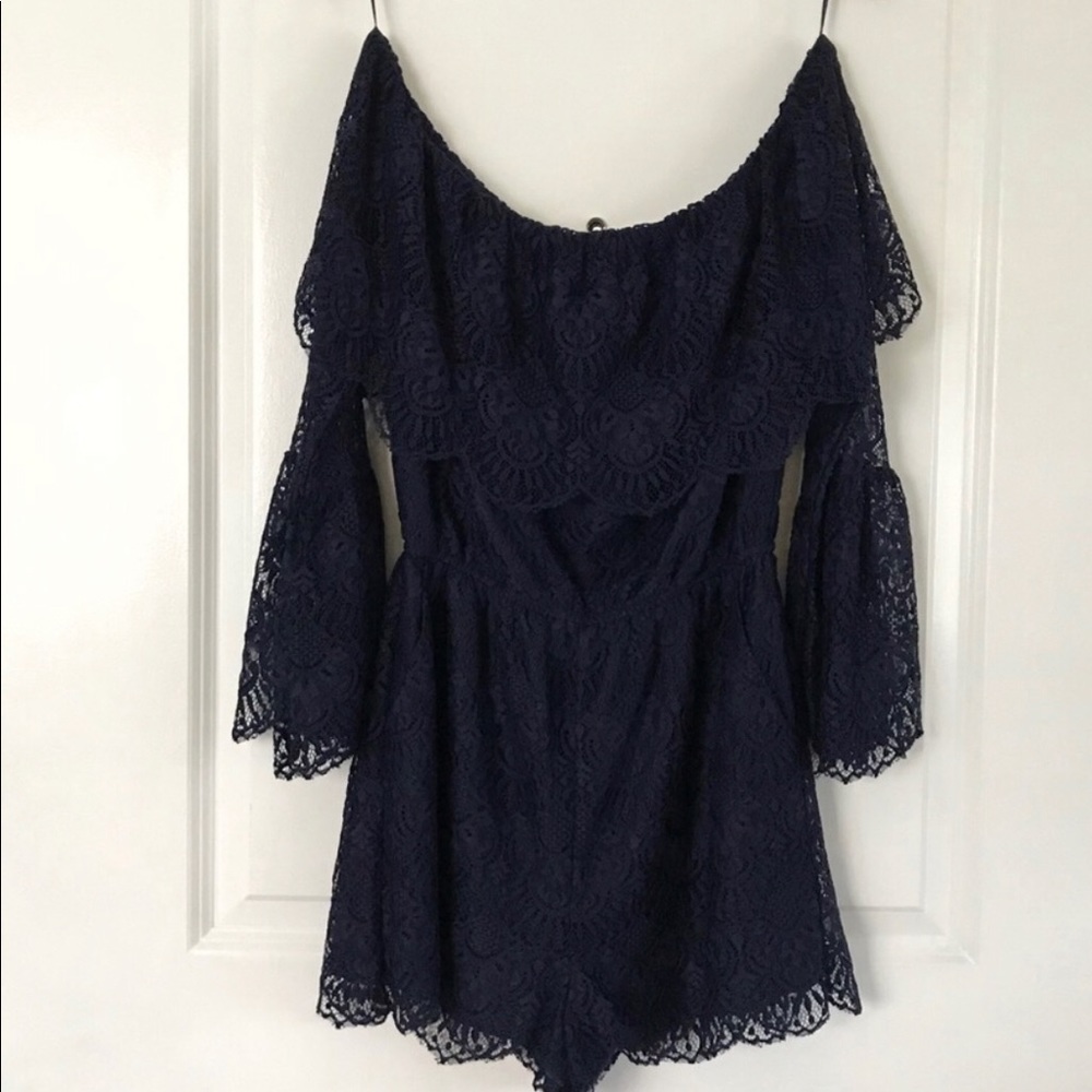 B.B. Dakota Blue Lace Kennedy Romper - NWT